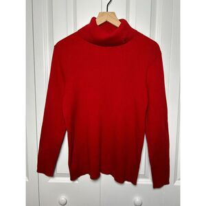 Lauren Ralph Lauren Red Ribbed Turtleneck Sweater Cotton Knit Sweater Weather 2X